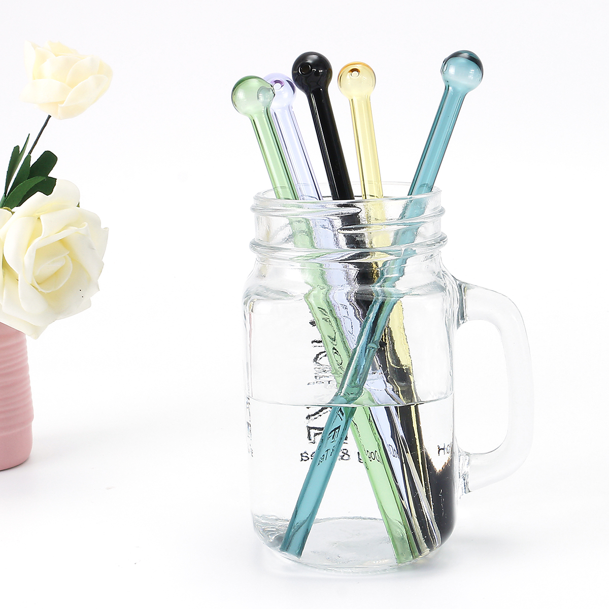 Reusable Borosilicate Glass Drinking Straw Enviromentally Friendly Party Tableware Straws 14