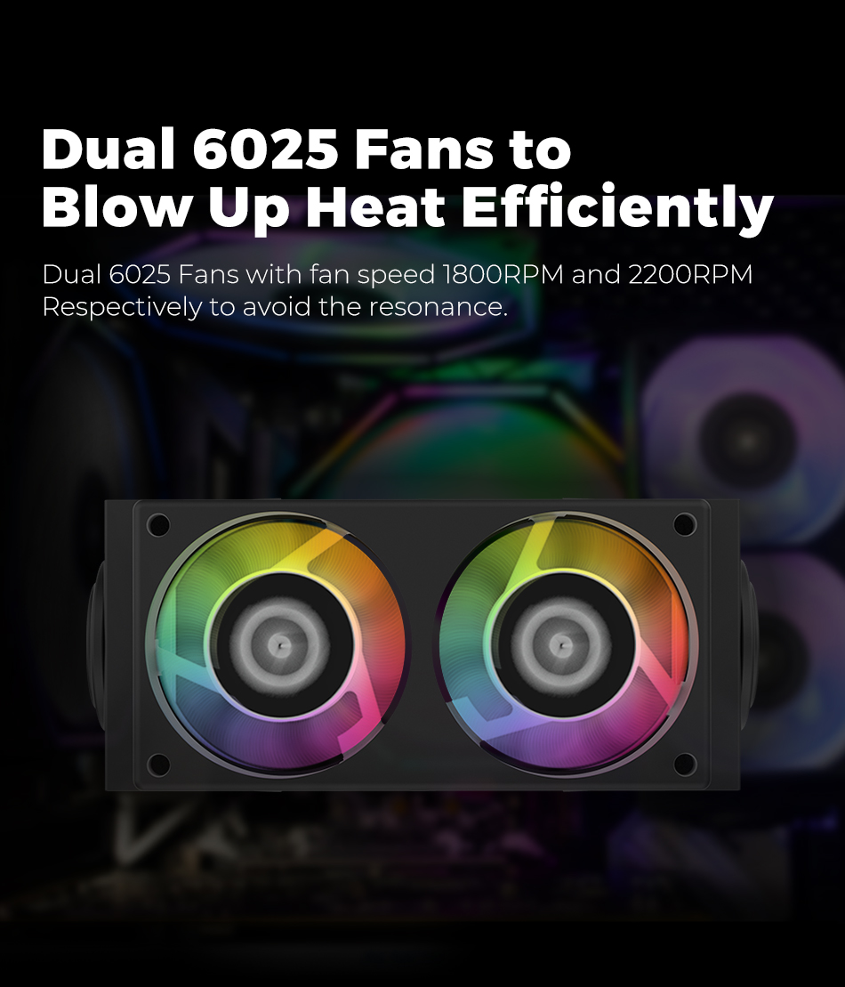 ALSEYE RAM Cooler Cooling Fan RGB Ram Memory Cooler with Dual 60mm Fan PWM 1200-2000RPM Radiator for DDR2/3/4/5 Cooling
