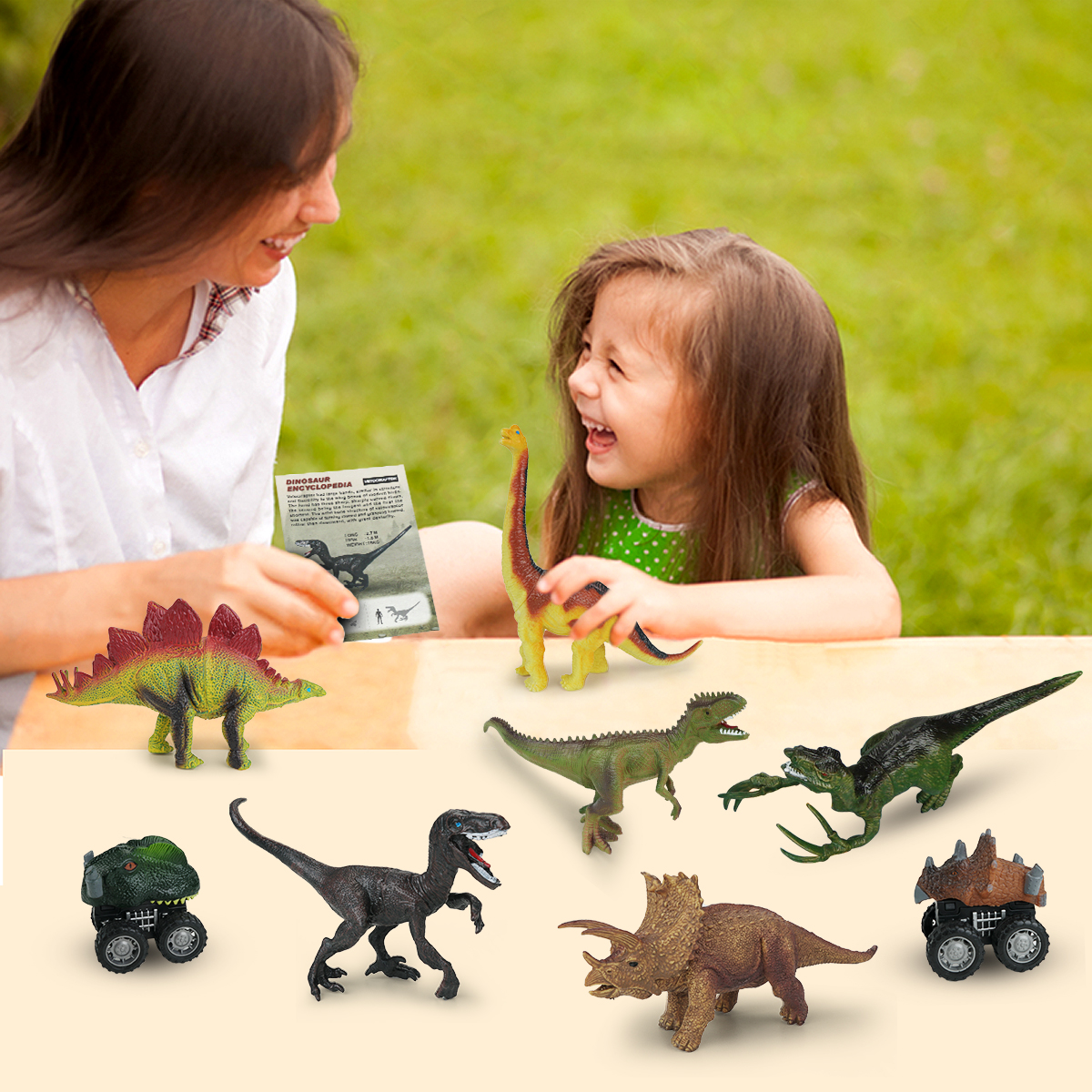 Dinosaur Toys Dinosaur Figures with Activity World Play Mat & Trees, Educational Realistic Dinosaur Playset to Create a Dino World Including Triceratops, Velociraptor, for Kids, Boys & Girls