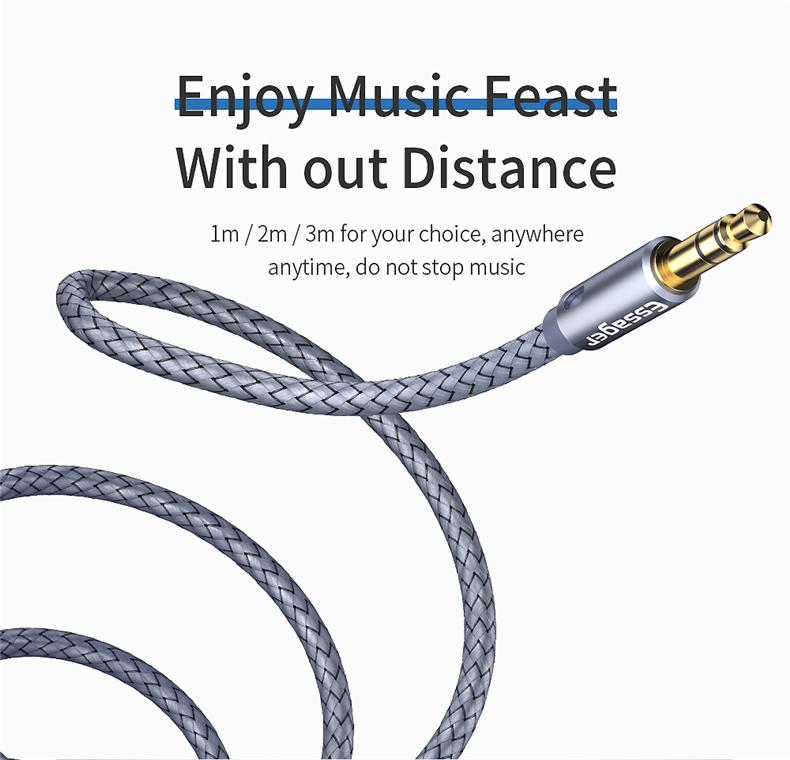 Essager 3.5 mm Audio Jack Aux Cable Male to Male Data Cable For Laptop Speaker Car MP3 Media CD Players PC