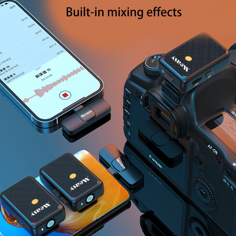 V81 2.4G Wireless Lavalier Microphone Transmitter Receiver for Vlogging Live Broadcast Streaming Video Recording for Action Cameras Smartphone Tablet