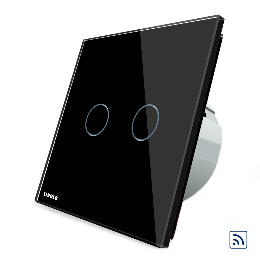 

Livolo Black Glass Panel Remote & Touch Switch EU Standard VL-C702R-12
