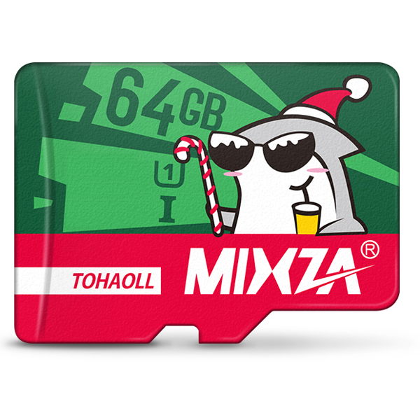 Mixza Christmas Shark Edição Limitada 64GB U1 Class 10 TF Micro Cartão De Memória para DSLR Câmera Digital TV Caixa MP3 