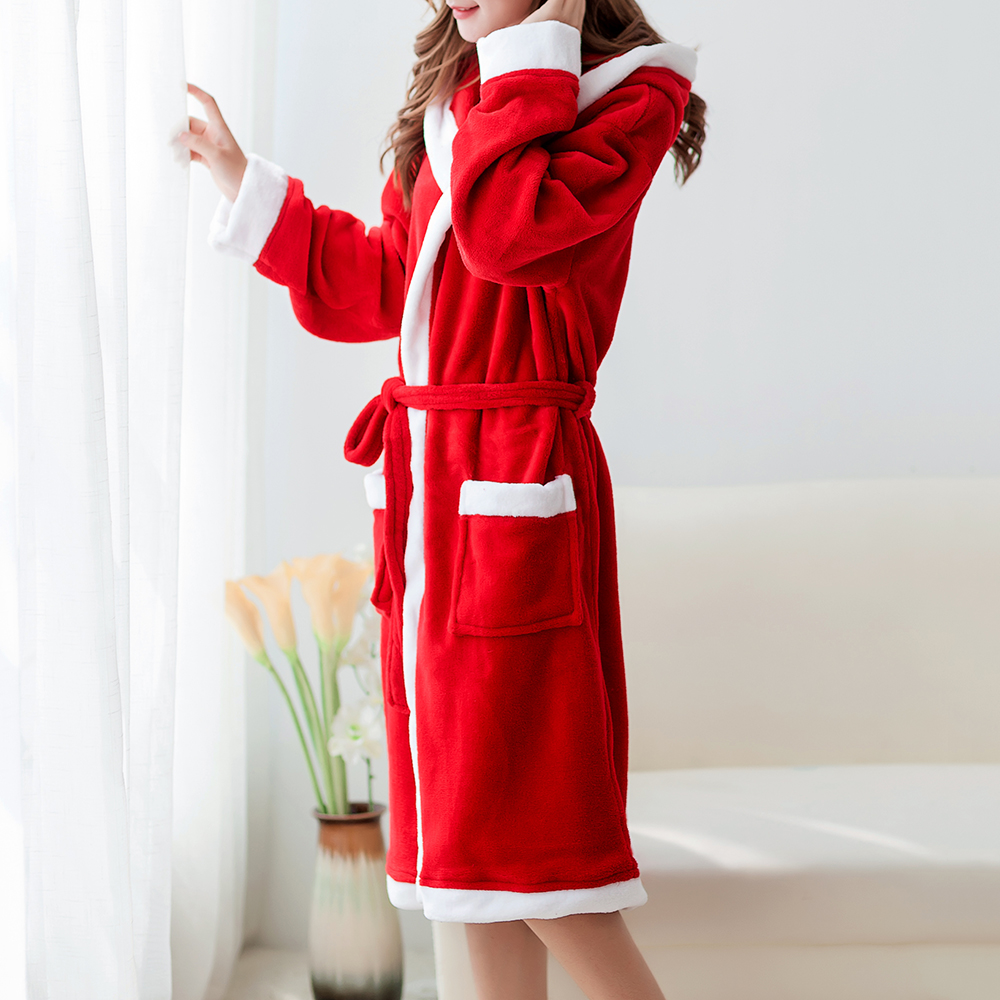 Banggood Coral Fleece Homewear With Hat Thick Robes Keep Warm Nightgown