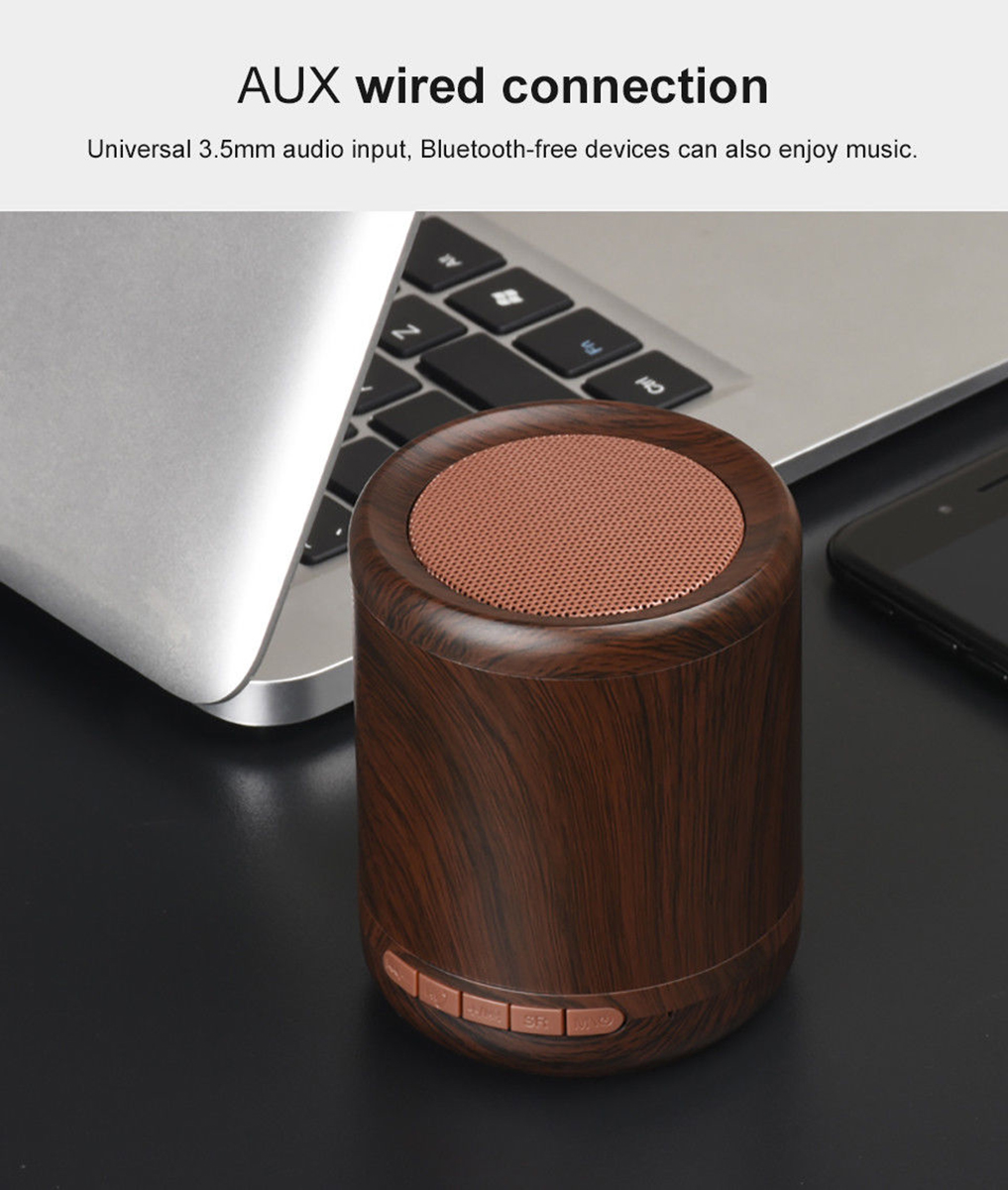 Mini Portable Wireless Bluetooth Speaker Wooden 3D Stereo TF Card Hands Free Aux-in Subwoofer 17