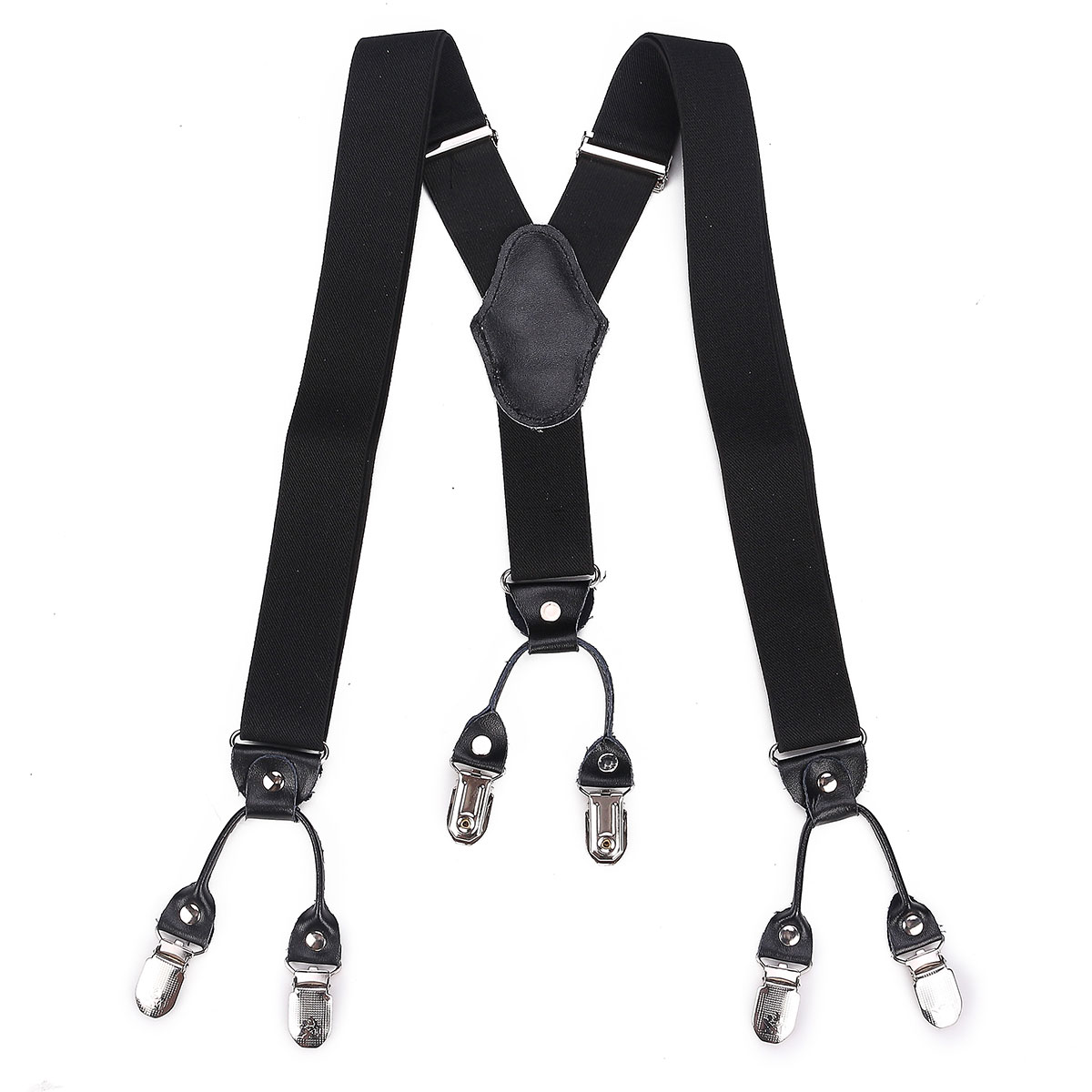 

Men 6 Clips Metal Y-Back Suspender Jacquard Weaven Elastic Adjustable Pants Accessories