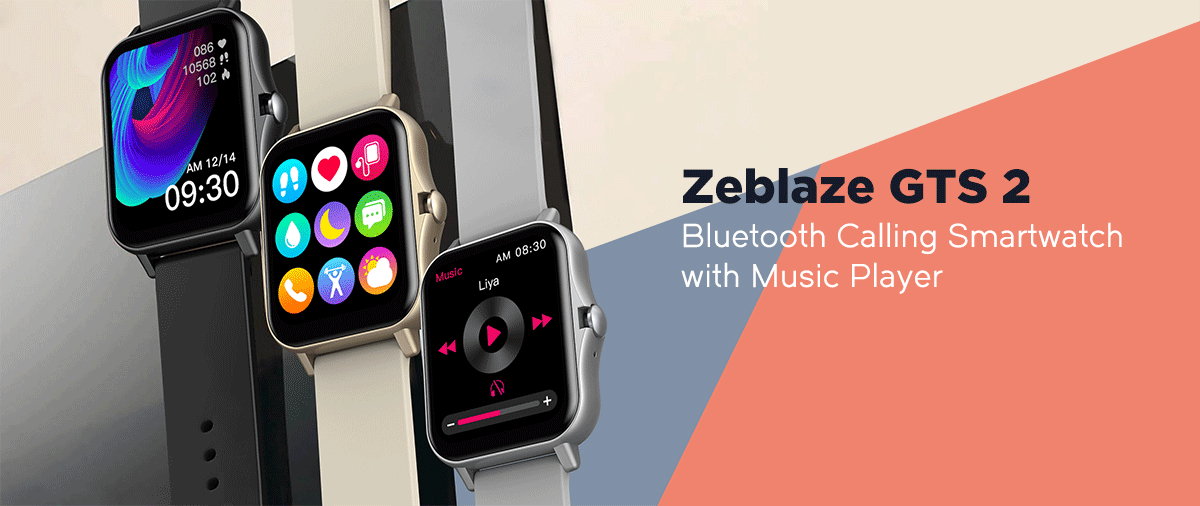 [Music Playback] Zeblaze GTS 2 1.69 inch Touch Screen bluetooth Calling Heart Rate Blood Pressure Oxygen Monitor Health Tracking Customized Watch Faces IP68 Waterproof Smart Watch