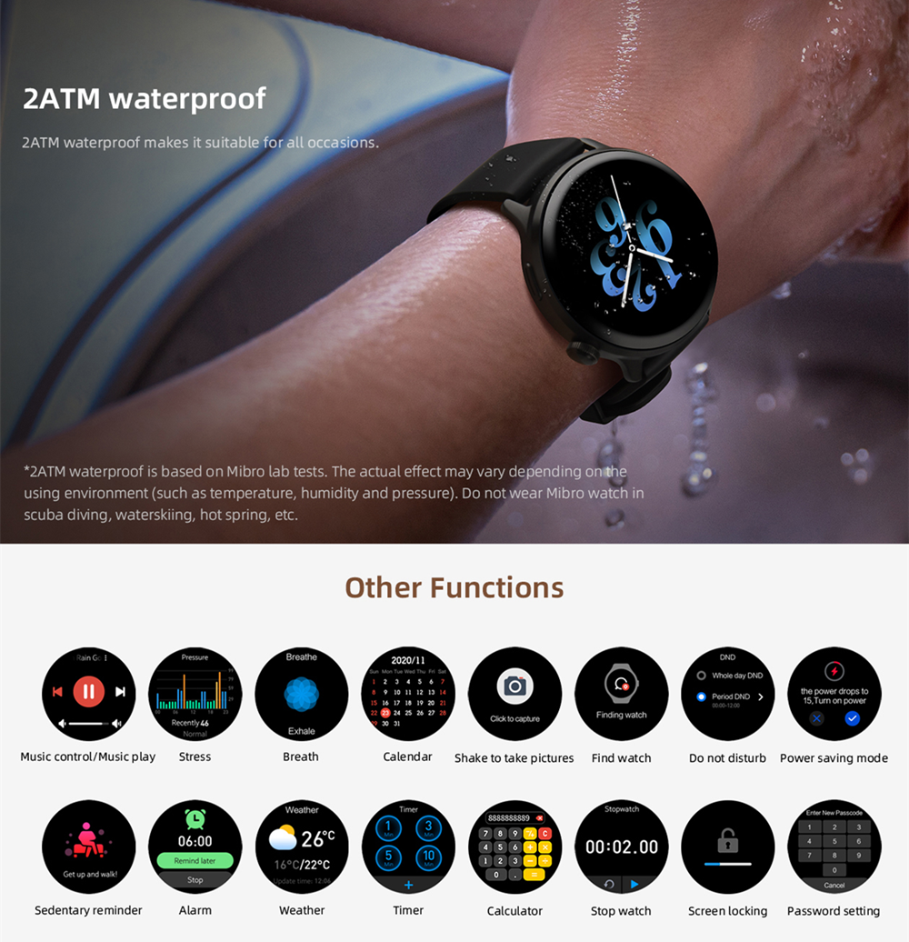Mibro Lite2 Bluetooth Calling Smartwatch AMOLED Screen SpO2 Sleeping Heart Rate Monitoring 2ATM Waterproof Smart Watch