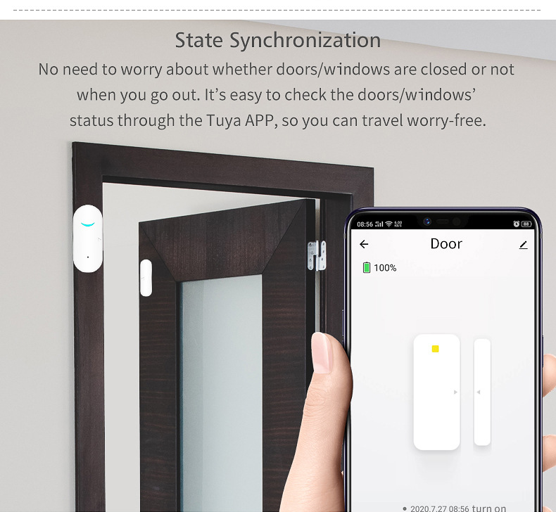 Tuya Doodle Wifi Door Magnetic Sensor Remote Intelligent Linkage Doors And Windows Open And Close Anti-alarm APP Alert Alarm