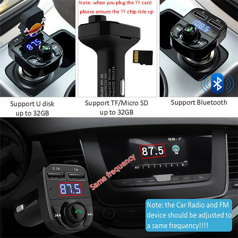 bluetooth 4.0 Dual Usb Ports Call Hands Free Music Playing Car Charger