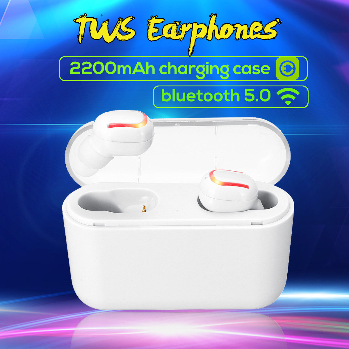 [bluetooth 5.0] TWS Earphone CVC6.0 Noise Cancelling 2200mAh Power Bank IPX5 Waterproof Headphone with Mic
