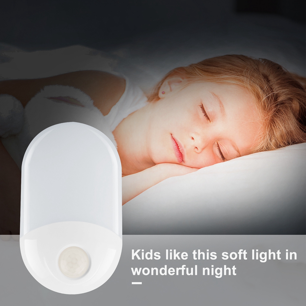 2pcs 0.7W Light Sensor & PIR Motion LED Night Wall Lamp For Baby Kid Bedroom AC100-240V