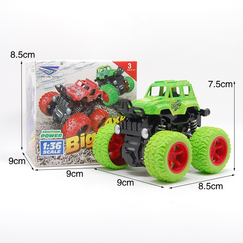 Classic Pull Back Big Foot Wheel Drive Car 9cm Rotatable Friction Power Shockproof Inertial Blocks Toys 15