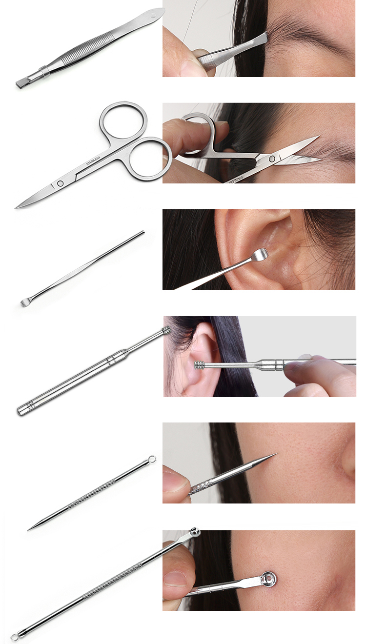 Y.F.M� 16 Pcs Manicure Pedicure Tools Travel Kit Nail Pusher Nipper Cutter Scissors Ears Picker File