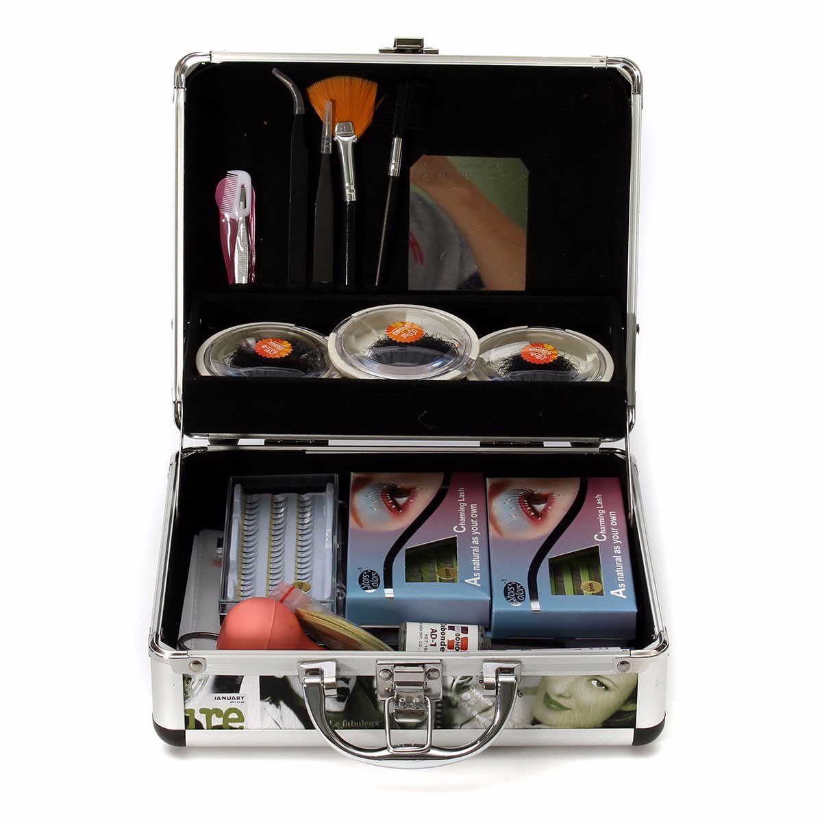 Professional False Extension Eyelash Glue Brush Full Kit Set with Case 