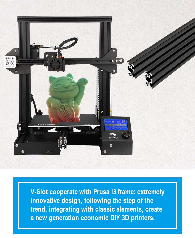 Creality 3D® Ender-3 V-slot Prusa I3 DIY 3D Printer Kit 220x220x250mm Printing Size With Power Resume Function/MK10 Extruder 1.75mm 0.4mm Nozzle 8