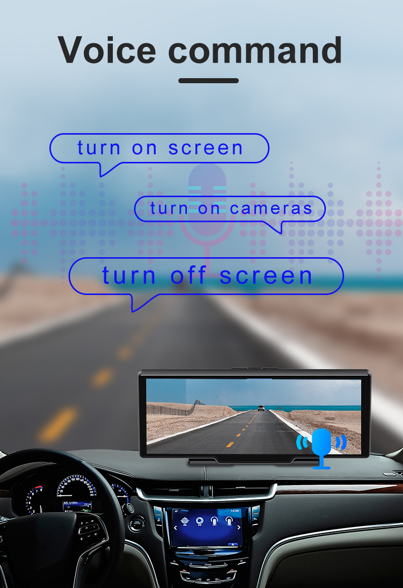 CP26-A 10 Inch 2K+1080P Dash Cam Car DVR Carplay Android AUTO WIFI bluetooth Voice Command Time Laspe G-sensor Navigation