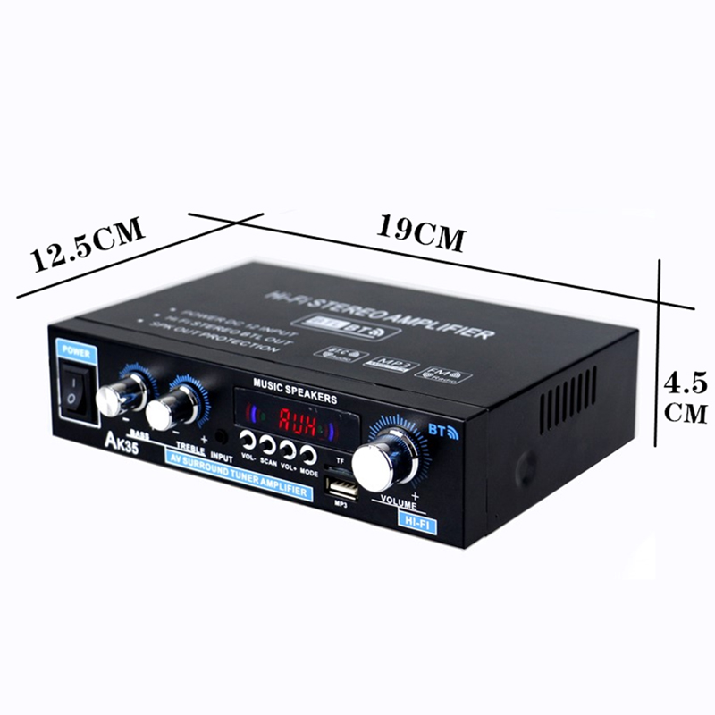 AK35 2x30W Digital HIFI Power Amplifier bluetooth 5.0 USB FM TF Card Stereo Home Theater Car Audio 110V 220V AMP with Remote Control
