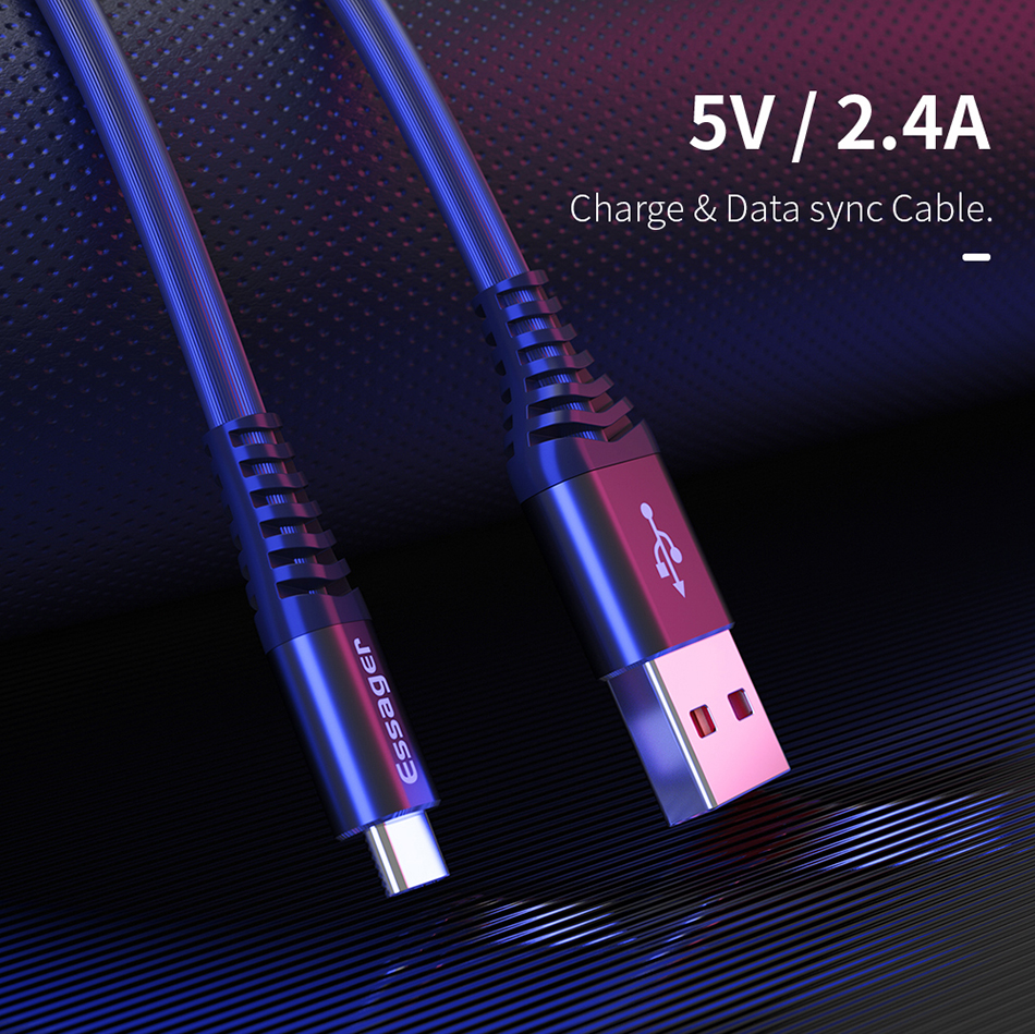 Essager 2.4A Type C Fast Charging Data 0.3M 1M Cable For Mi8 Mi9 HUAWEI P30 Mate30 S9 S10 Note