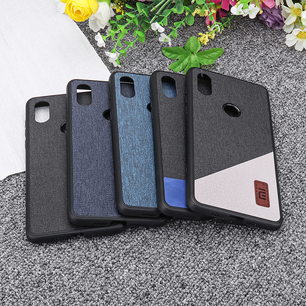 Bakeey Luxury Fabric Splice Soft Silicone Edge Shockproof Protective Case For Xiaomi Mi MIX 3