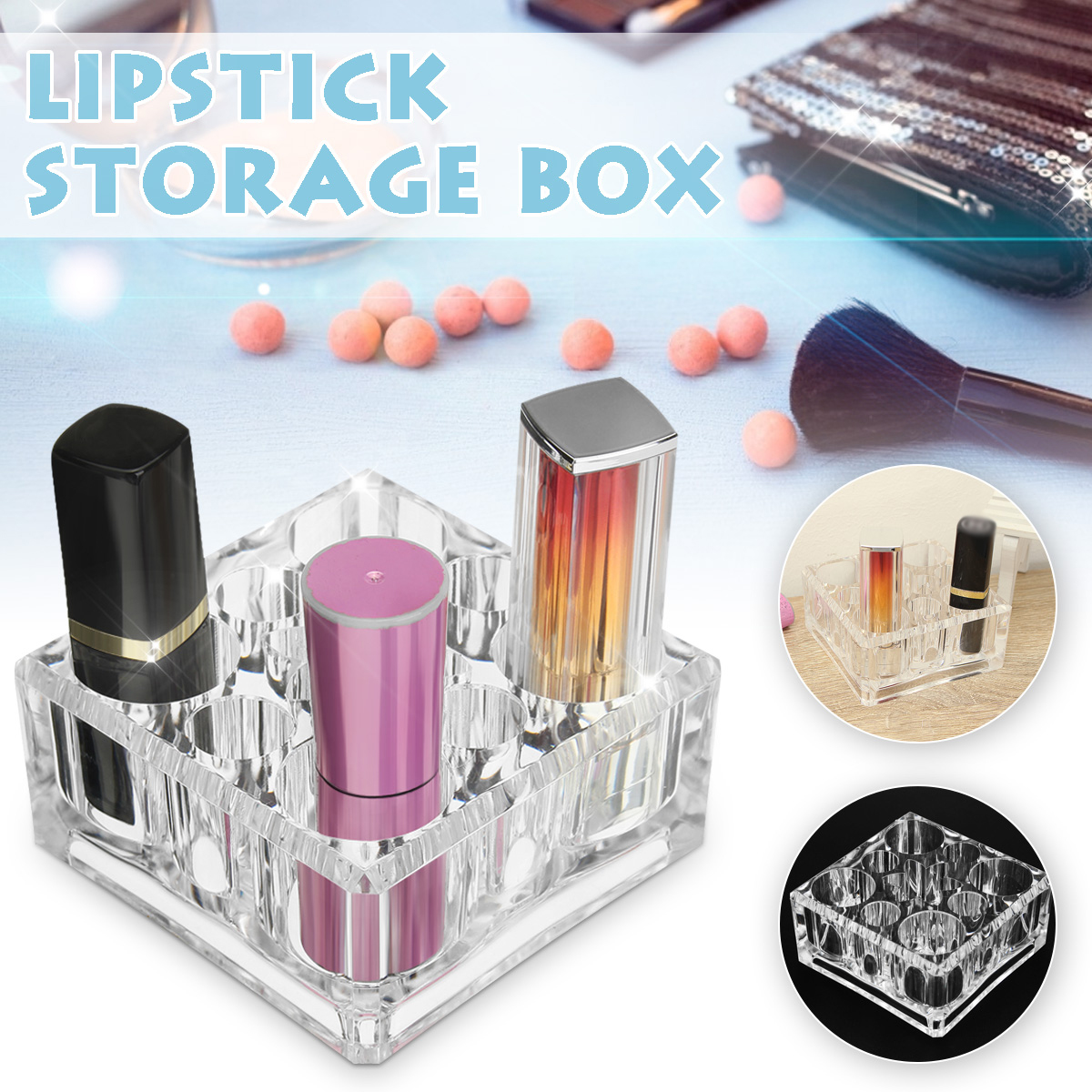 7 Pcs Lipstick Acrylic Storage Box  Desktop Jewelry Box Makeup Storage Box Cosmetics Bag
