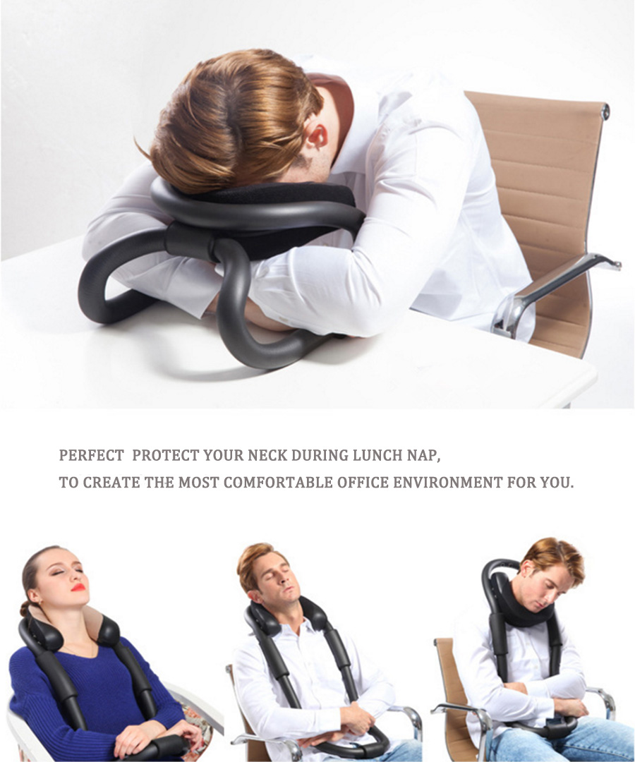 IdeaShow Black Neck Protecting U-shaped Pillow Airplane Car Office Nap Pillow Travel Pillow
