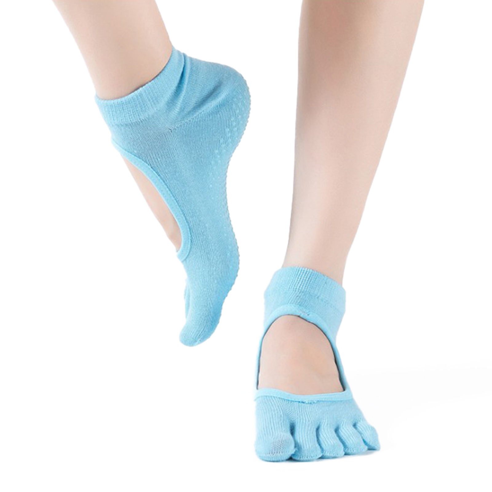 Women's Pure Cotton Breathable Sweat Absorbing Anti-Motor Yoga Socks Backless Open Toe Yoga Socks