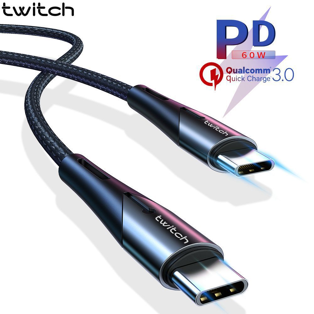 Twitch 60W QC3.0 3A PD Fast Charging Data Cable For Huawei P30 Pro P40 Mate 30 5G Mi10 K30 S20 5G