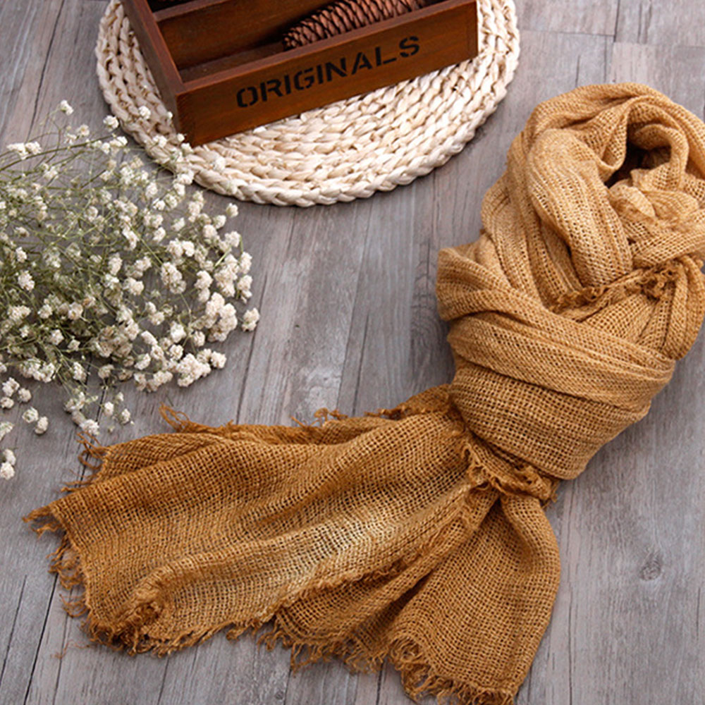 Women Dirty Dyed Cotton Autumn And Winter Keep Warm Neck Protection Solid Brief Ethnic Style Scarf Shawl