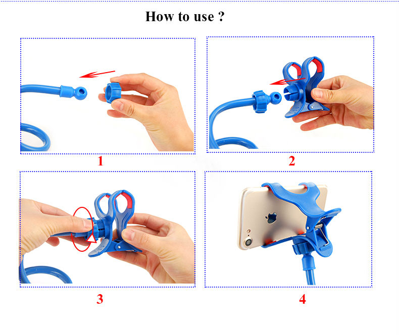 Universal Flexible Long Arm Cell Phone Clip Holder Lazy Bracket for iPhone Samsung Xiaomi Smartphone