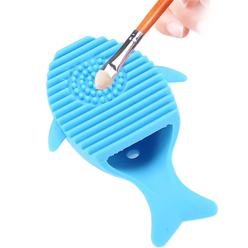 4 Colors Cute Malfunctional Whale Shaped Silicone Makeup Brushes Cleaning Washing Holder Tools