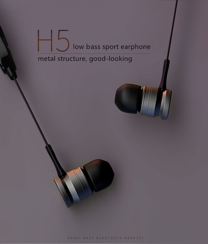 Bakeey H5 Wireless Bluetooth Earphone Magnetic Adsorption Bass Headphone for iPhone Samsung Xiaomi 4
