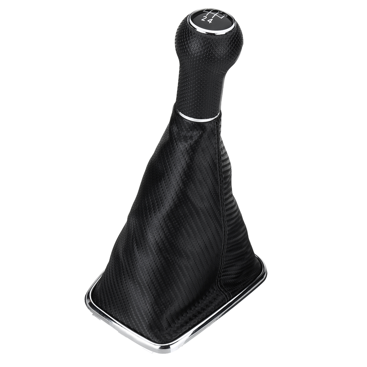 

5 Speed Carbon Fiber Leather Gear Shift Knob W/ Gaitor Boot For Volkswagen Jetta