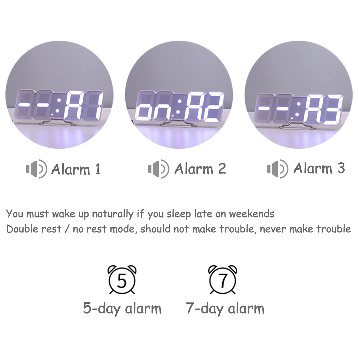 30 Digital RGB LED Alarm Clock Remote Control Temperature Humidity Desktop Alarm Clock Voice Control Wall Mounted Clock