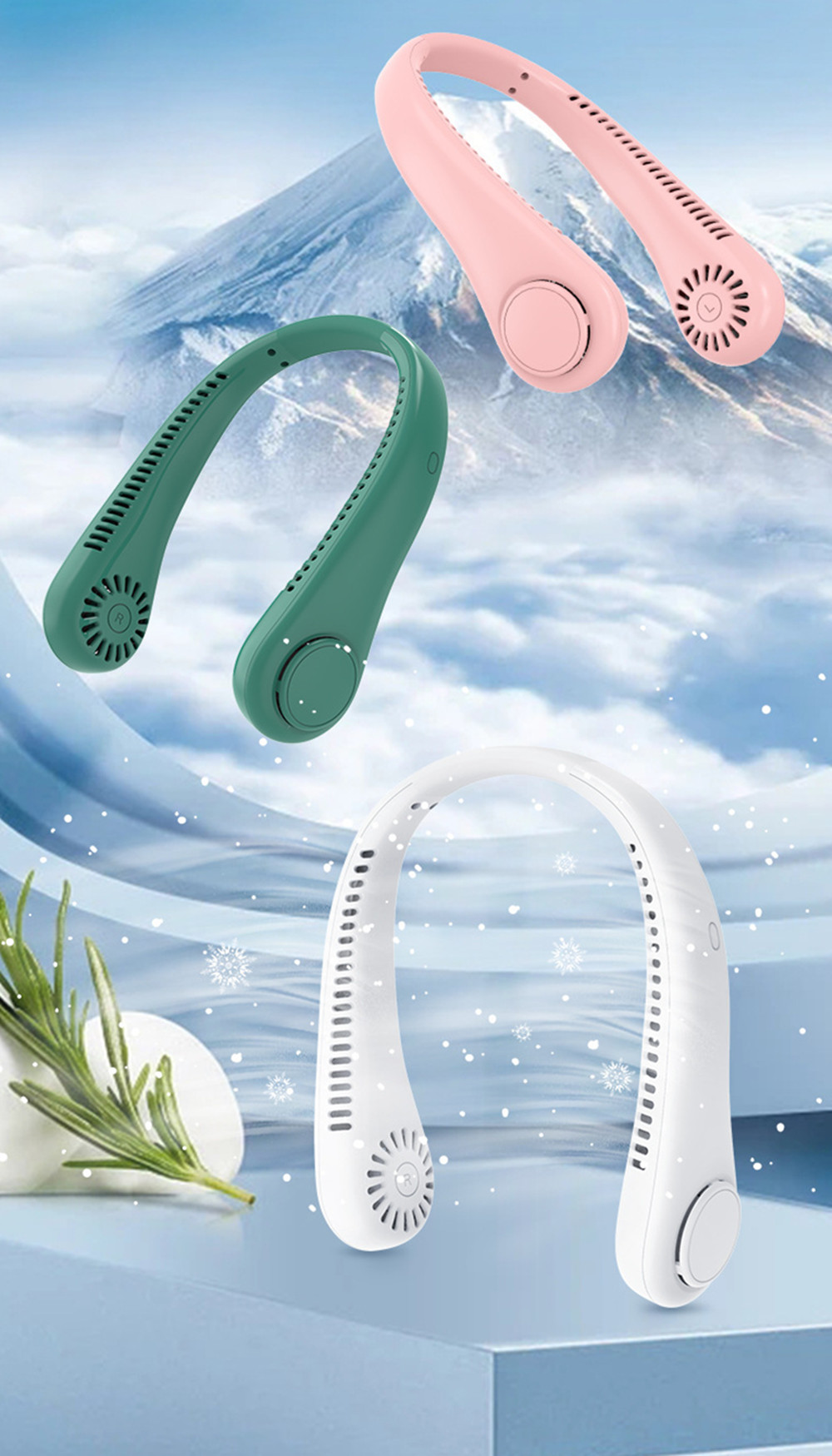 Rechargeable Bladeless Neckband Fans Air Cooler Summer Air Cooling Hanging Neck Fan Leafless Twistable Usb Ventilator