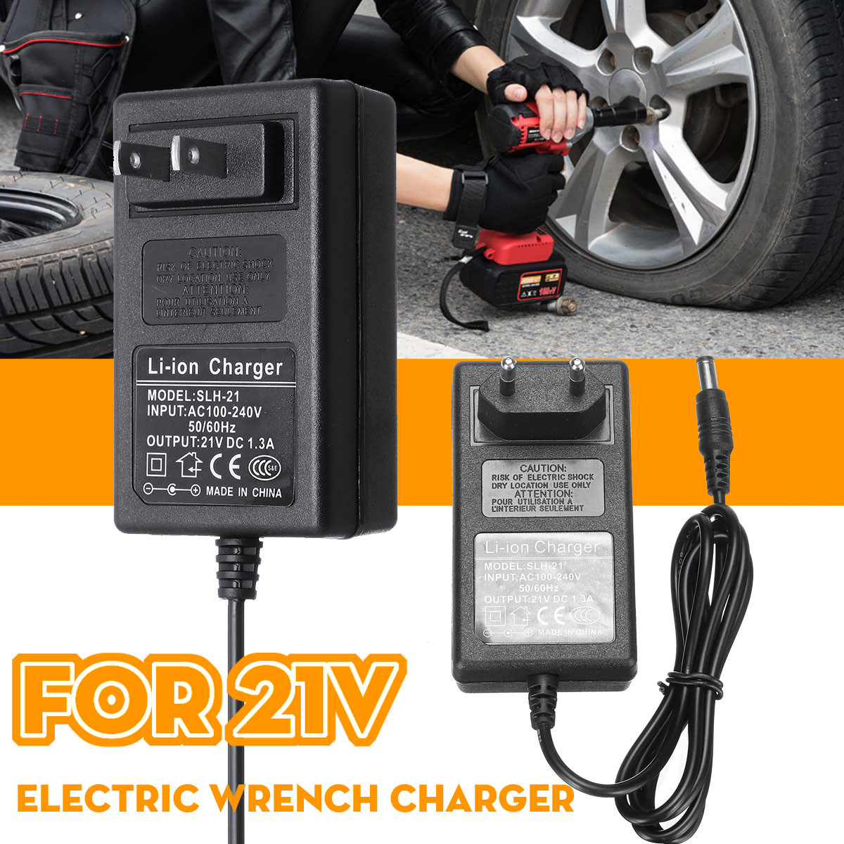 21V 1.3A Charger Adapter for Lithium Li-ion LiPo Battery Packs Electric Wrench