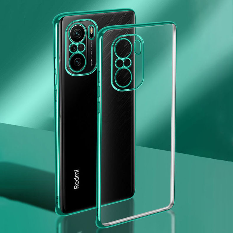 Bakeey for POCO F3 Global Version Case 2 in 1 Plating with Airbag Lens Protector Ultra-Thin Anti-Fingerprint Shockproof Transparent Soft TPU Protective Case