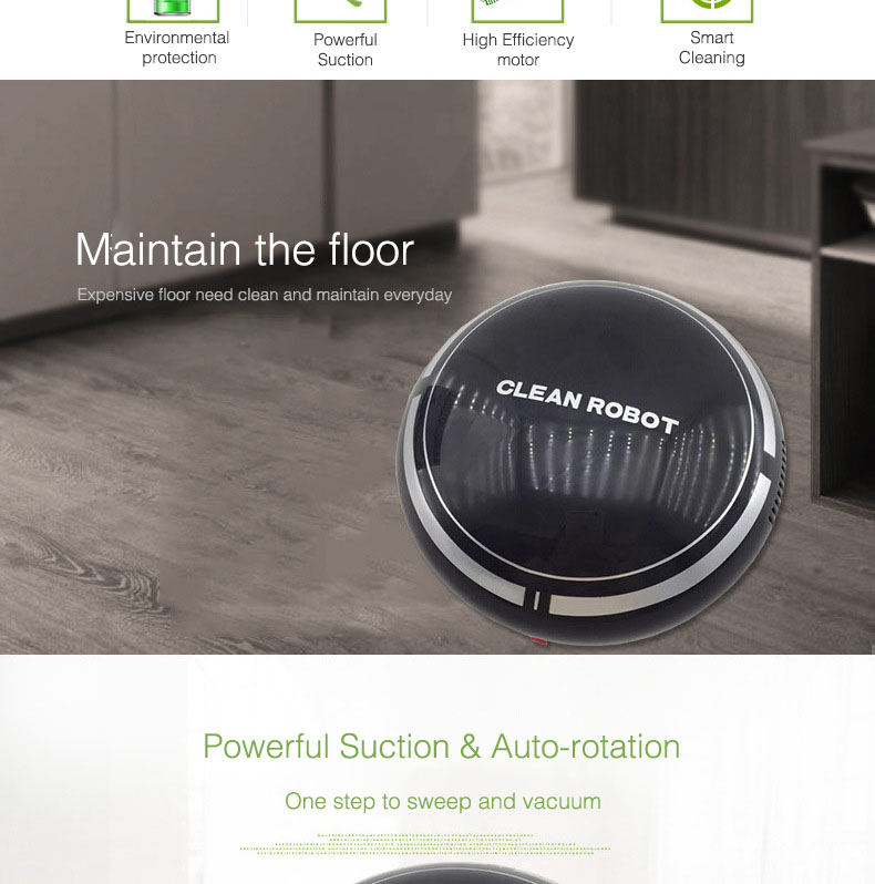 Mini Smart Robot Vacuum Cleaner Powerful Suction Smart Clean Wall Edge