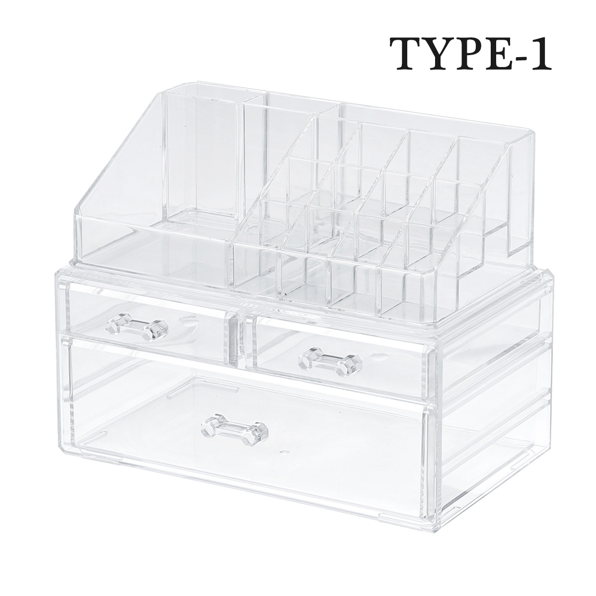 2 in 1 Jewerly Cosmetics Storage Box Makeup Combination Storage Organizer Box Transparent with Drawer Lipstick Powder Display Box