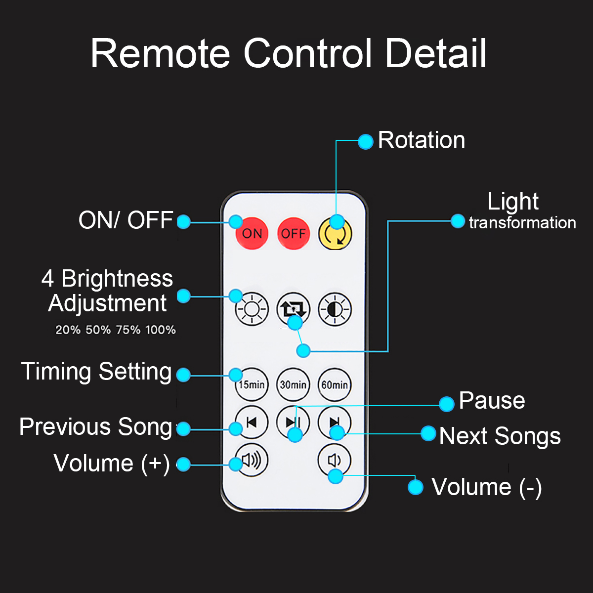 Music bluetooth Remote Control Night Sky Light LED Lamp For Smart Home
