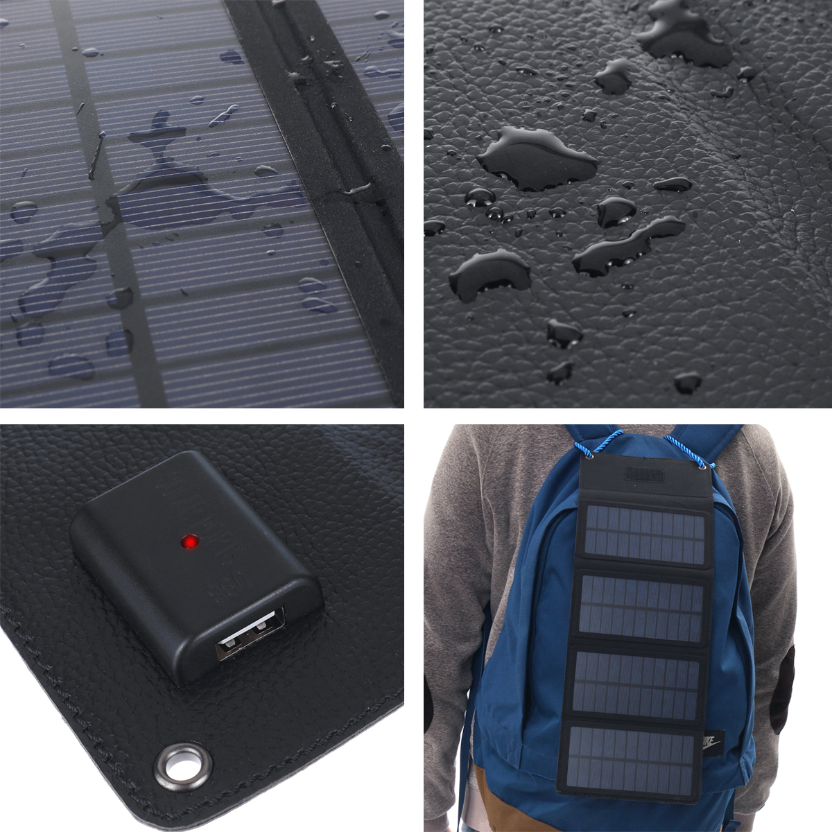7W 5V Waterproof Foldable Mono-crystalline Silicon Solar Panel With LED Charging indicator & USB Interface 19