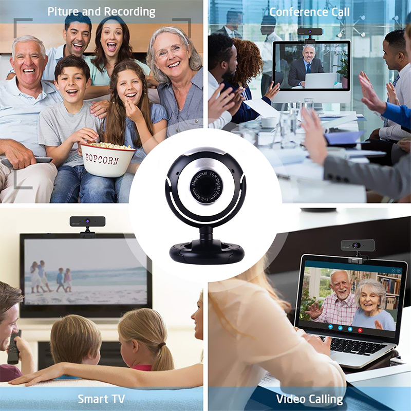 480P 30W pixel HD Free Drive 360° Rotation USB Webcam Manual Focus Conference Live Computer Camera Built-in Noise Reduction Microphone for PC Laptop