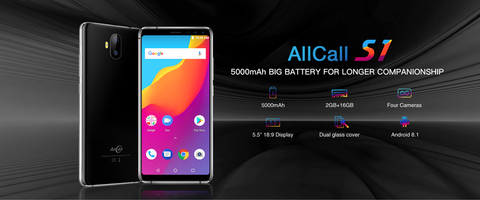 AllCall S1 5.5 Inch 5000mAh Android 8.1 2GB RAM 16GB ROM MTK6580A Quad Core 3G Smartphone