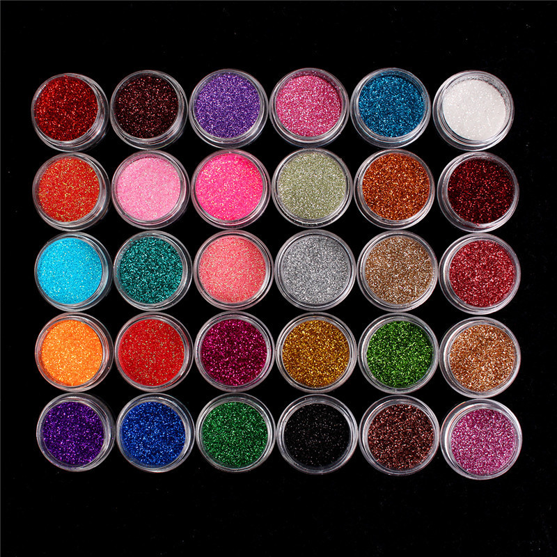 30 Mixed Colors Glitter Powder Eyeshadow Pigment Set Mineral Spangle Eye Makeup