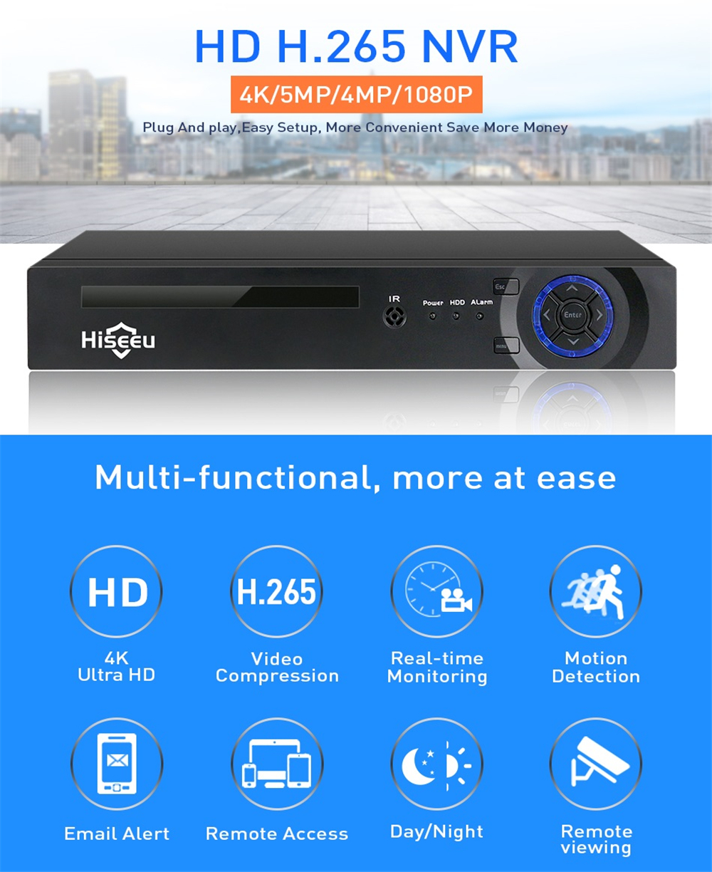 Hiseeu H.265 H.264 4CH 8CH 48V POE IP Camera NVR 4K Network Video Recorder P2P ONVIF 4K CCTV System 33