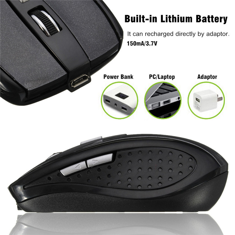 800-1200-1600DPI Wireless Rechargeable 6 Buttons Optical Gaming Mouse 10