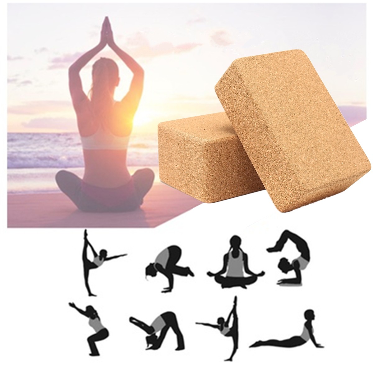 

Yoga Cork Block Home Stretch Gym Fitness Exercise Pilates Brick