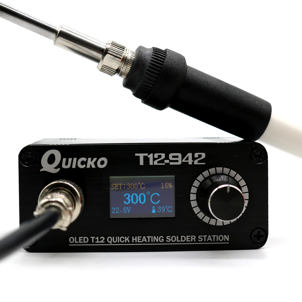 Quicko T12-942 MINI OLED Digital Soldering Station T12-907 Handle with T12-K Iron Tips Welding Tool 6