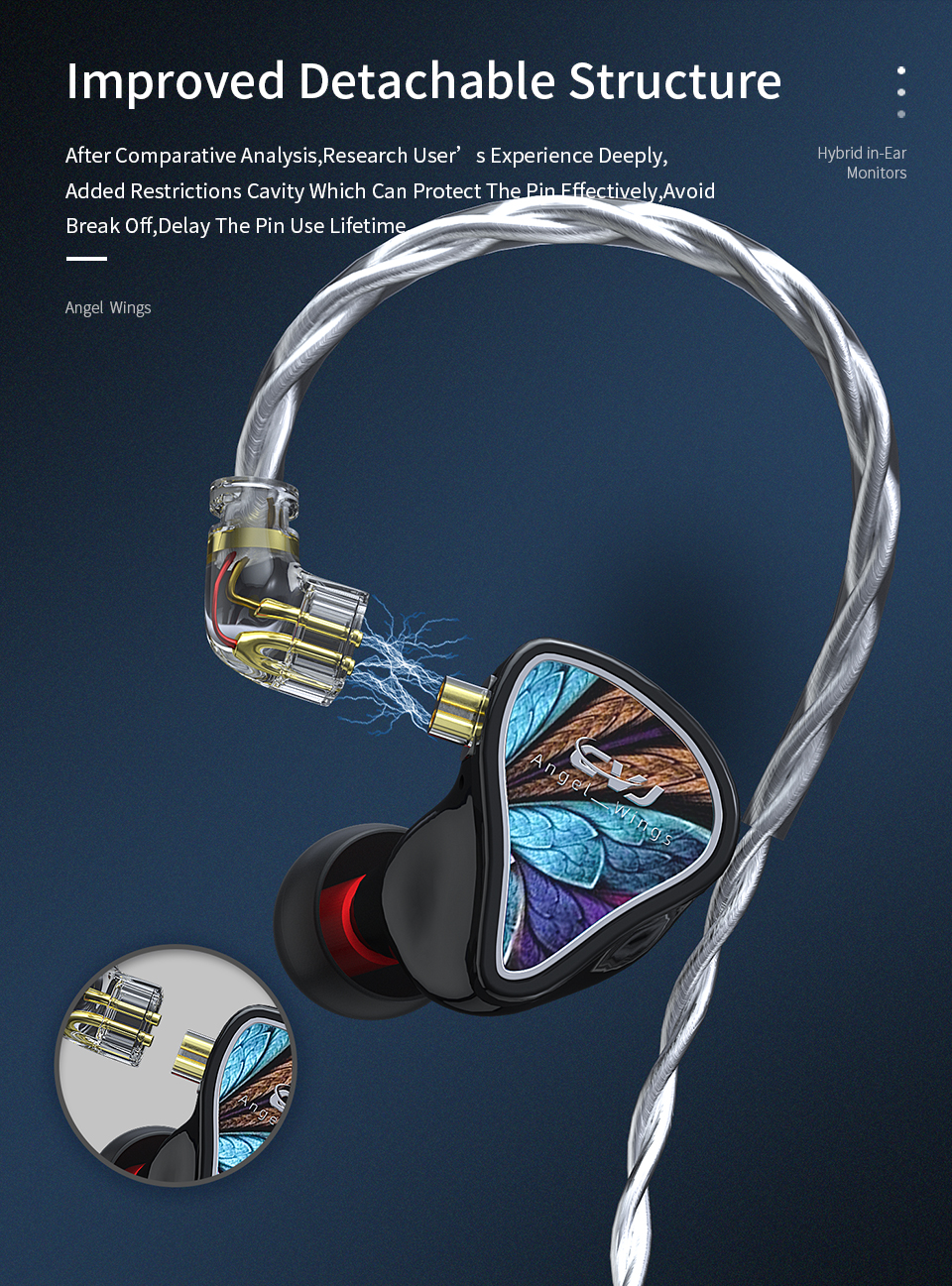 CVJ Angel Wing 3.5mm Wired Earphones Electrostatic Dynamic Balanced HiFi Monitor Sport Music Earphone Headphones