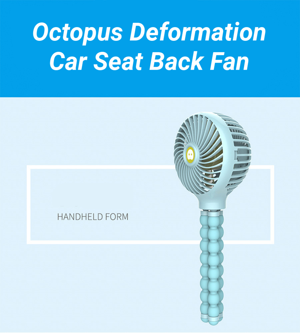 8W 2200mAh Octopus Deformation Car Seat Back Dashboard Fan Round Type Protable